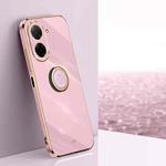 For Redmi A5 4G 171.7mm / Poco C71 XINLI Straight Edge 6D Electroplate TPU Phone Case with Ring Holder(Cherry Purple)