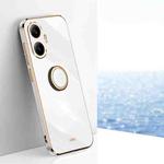 For Redmi Turbo 4 Pro XINLI Straight Edge 6D Electroplate TPU Phone Case with Ring Holder(White)