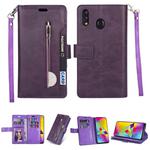 For Huawei Y7 (2019) / Enjoy 9 Multifunctional Zipper Horizontal Flip Leather Case with Holder & Wallet & 9 Card Slots & Lanyard(Purple)