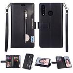 For Huawei P30 lite Multifunctional Zipper Horizontal Flip Leather Case with Holder & Wallet & 9 Card Slots & Lanyard(Black)