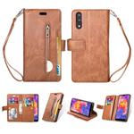 For Huawei P20 Multifunctional Zipper Horizontal Flip Leather Case with Holder & Wallet & 9 Card Slots & Lanyard(Brown)
