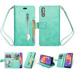 For Huawei P20 Multifunctional Zipper Horizontal Flip Leather Case with Holder & Wallet & 9 Card Slots & Lanyard(Mint Green)