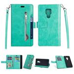 For Huawei Mate 20 Multifunctional Zipper Horizontal Flip Leather Case with Holder & Wallet & 9 Card Slots & Lanyard(Mint Green)