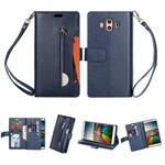 For Huawei Mate 10 Multifunctional Zipper Horizontal Flip Leather Case with Holder & Wallet & 9 Card Slots & Lanyard(Blue)