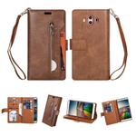For Huawei Mate 10 Multifunctional Zipper Horizontal Flip Leather Case with Holder & Wallet & 9 Card Slots & Lanyard(Brown)
