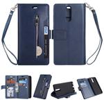 For Huawei Mate 10 Lite / Maimang 6 Multifunctional Zipper Horizontal Flip Leather Case with Holder & Wallet & 9 Card Slots & Lanyard(Blue)