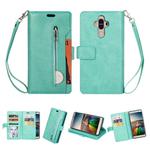 For Huawei Mate 9 Multifunctional Zipper Horizontal Flip Leather Case with Holder & Wallet & 9 Card Slots & Lanyard(Mint Green)