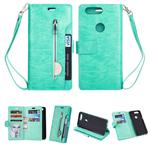 For OnePlus 5T Multifunctional Zipper Horizontal Flip Leather Case with Holder & Wallet & 9 Card Slots & Lanyard(Mint Green)