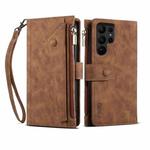 For Samsung Galaxy S24 Ultra 5G ESEBLE Retro Frosted RFID Flip Leather Phone Case(Brown)