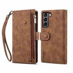 For Samsung Galaxy S24+ 5G ESEBLE Retro Frosted RFID Flip Leather Phone Case(Brown)