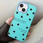 For iPhone 14 Love Hearts PC Hybrid TPU Phone Case(Sky Cyan)