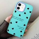 For iPhone 11 Love Hearts PC Hybrid TPU Phone Case(Sky Cyan)