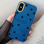 For iPhone X / XS Love Hearts PC Hybrid TPU Phone Case(Royal Blue)