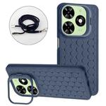 For Infinix Smart 8 Honeycomb Radiating Holder TPU Phone Case with Lanyard(Blue)