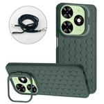 For Tecno Spark 20 Honeycomb Radiating Holder TPU Phone Case with Lanyard(Green)