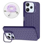 For Xiaomi Redmi 12 4G Honeycomb Radiating Holder TPU Phone Case with Lanyard(Purple)