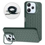 For Xiaomi Redmi 12 4G Honeycomb Radiating Holder TPU Phone Case with Lanyard(Green)