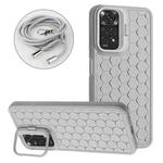 For Xiaomi Redmi Note 12 Pro 4G Honeycomb Radiating Holder TPU Phone Case with Lanyard(Grey)