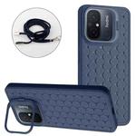 For Xiaomi Redmi 12C Honeycomb Radiating Holder TPU Phone Case with Lanyard(Blue)