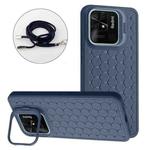 For Xiaomi Redmi 10C Honeycomb Radiating Holder TPU Phone Case with Lanyard(Blue)