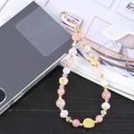 Mobile Phone Anti-lost Auspicious Bead Chain Short Lanyard(Pink Butterfly)