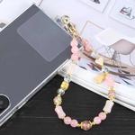 Mobile Phone Anti-lost Auspicious Bead Chain Short Lanyard(Pink Talisman)