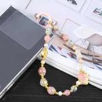 Mobile Phone Anti-lost Auspicious Bead Chain Short Lanyard(Pink Scripture)