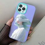 For iPhone 14 Pro Blindfold Girl PC Hybrid TPU Phone Case(Purple)