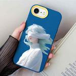 For iPhone 7 / 8 / SE 2022 Blindfold Girl PC Hybrid TPU Phone Case(Royal Blue)