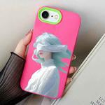 For iPhone 7 / 8 / SE 2022 Blindfold Girl PC Hybrid TPU Phone Case(Rose Red)