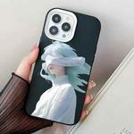 For iPhone 13 Pro Max Blindfold Girl PC Hybrid TPU Phone Case(Black)
