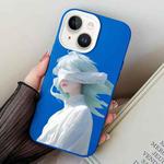 For iPhone 13 mini Blindfold Girl PC Hybrid TPU Phone Case(Blue)