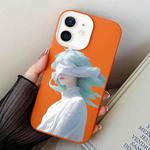 For iPhone 12 mini Blindfold Girl PC Hybrid TPU Phone Case(Orange)