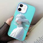 For iPhone 12 mini Blindfold Girl PC Hybrid TPU Phone Case(Sky Cyan)