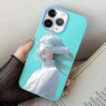 For iPhone 11 Pro Max Blindfold Girl PC Hybrid TPU Phone Case(Sky Cyan)