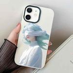 For iPhone 11 Blindfold Girl PC Hybrid TPU Phone Case(White)