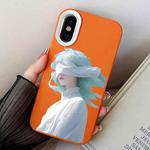 For iPhone X / XS Blindfold Girl PC Hybrid TPU Phone Case(Orange)