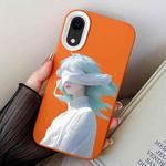 For iPhone XR Blindfold Girl PC Hybrid TPU Phone Case(Orange)