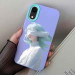 For iPhone XR Blindfold Girl PC Hybrid TPU Phone Case(Purple)