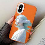 For iPhone XS Max Blindfold Girl PC Hybrid TPU Phone Case(Orange)