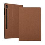 For Samsung Galaxy Tab S7 T870 2020 / Tab S8 Voltage Stretch Fabric Texture Leather Case with Holder(Brown)