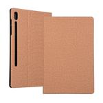 For Samsung Galaxy Tab S7 T870 2020 / Tab S8 Voltage Stretch Fabric Texture Leather Case with Holder(Golden)