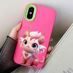 For iPhone X / XS Loong Baby PC Hybrid TPU Phone Case(Rose Red)