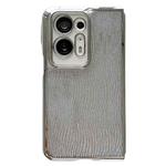 For OPPO Find N2 PC Side Buckle+Ripples Glitter Paper Full Coverage Phone Case(Silver)