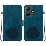 For Infinix Hot 30i X669C Lotus Embossed Leather Phone Case(Dark Blue)