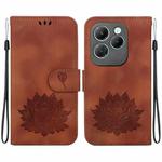 For Infinix Hot 40 / 40 Pro Lotus Embossed Leather Phone Case(Brown)