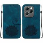 For Infinix Hot 40 / 40 Pro Lotus Embossed Leather Phone Case(Dark Blue)