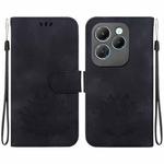 For Infinix Hot 40 / 40 Pro Lotus Embossed Leather Phone Case(Black)