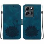 For Infinix Note 30i Lotus Embossed Leather Phone Case(Dark Blue)