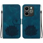 For Infinix Hot 40i Lotus Embossed Leather Phone Case(Dark Blue)